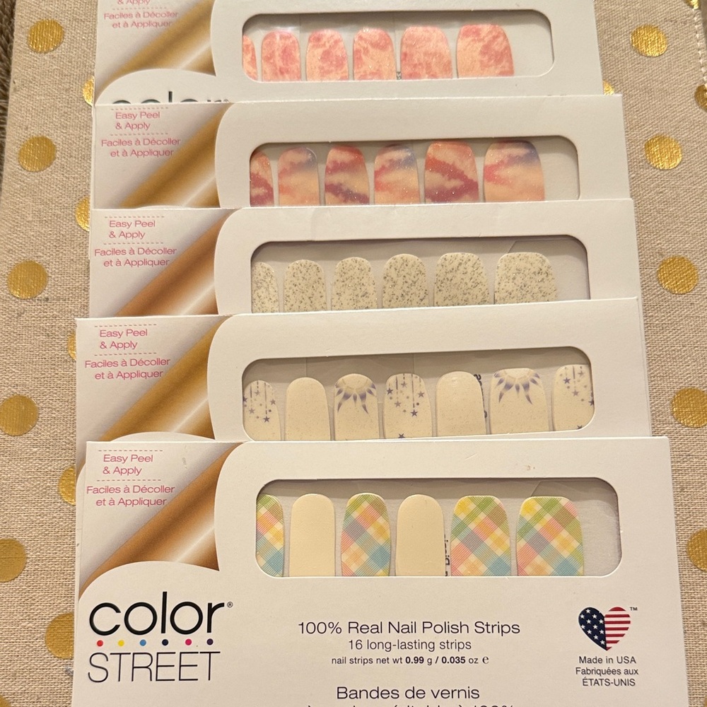 Bundle of 5 sets: Color Street Nail Polish Strips - Pretty and Pastel
